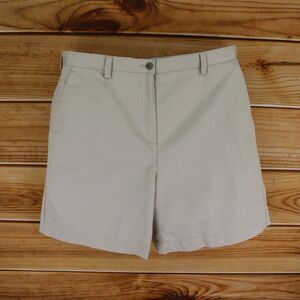 Liz Claiborne Chino‎ Shorts Womens Size 14 Beige 100% Cotton Pockets Flat Front